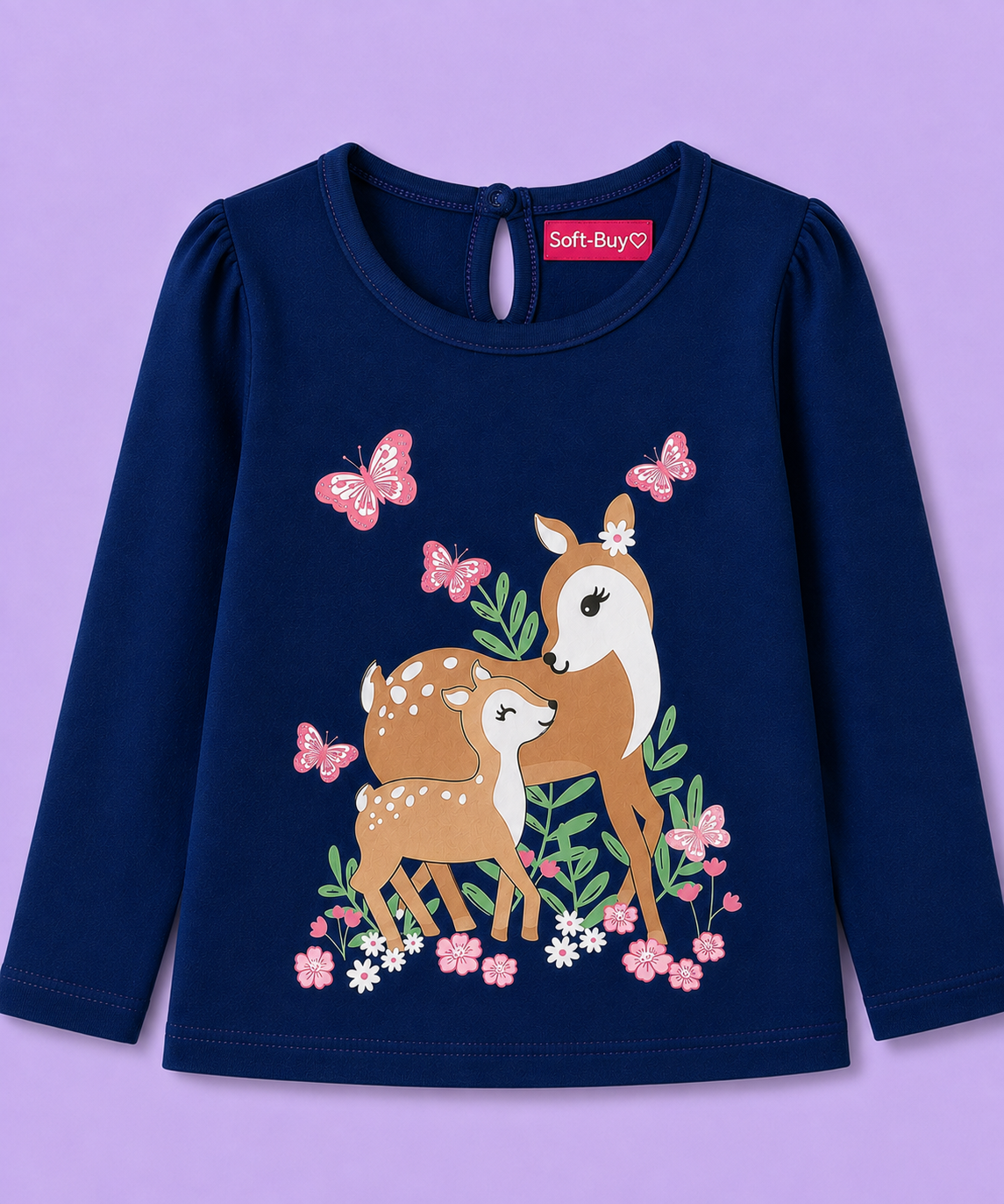 Soft-Buy Cotton Full-Sleeve T-Shirts – Floral/Animal Print (Pack of 3)