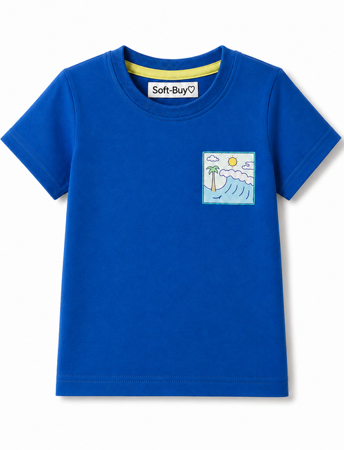 Soft-Buy Cotton T-Shirt & Cargo Short Set – Beach Print (Pack of 2)