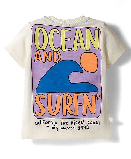 Soft-Buy Cotton T-Shirt & Cargo Short Set – Beach Print (Pack of 2)