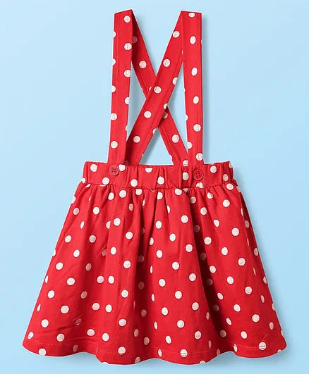 Soft-Buy Top & Skirt Set – Polka Dot Print (White/Red)