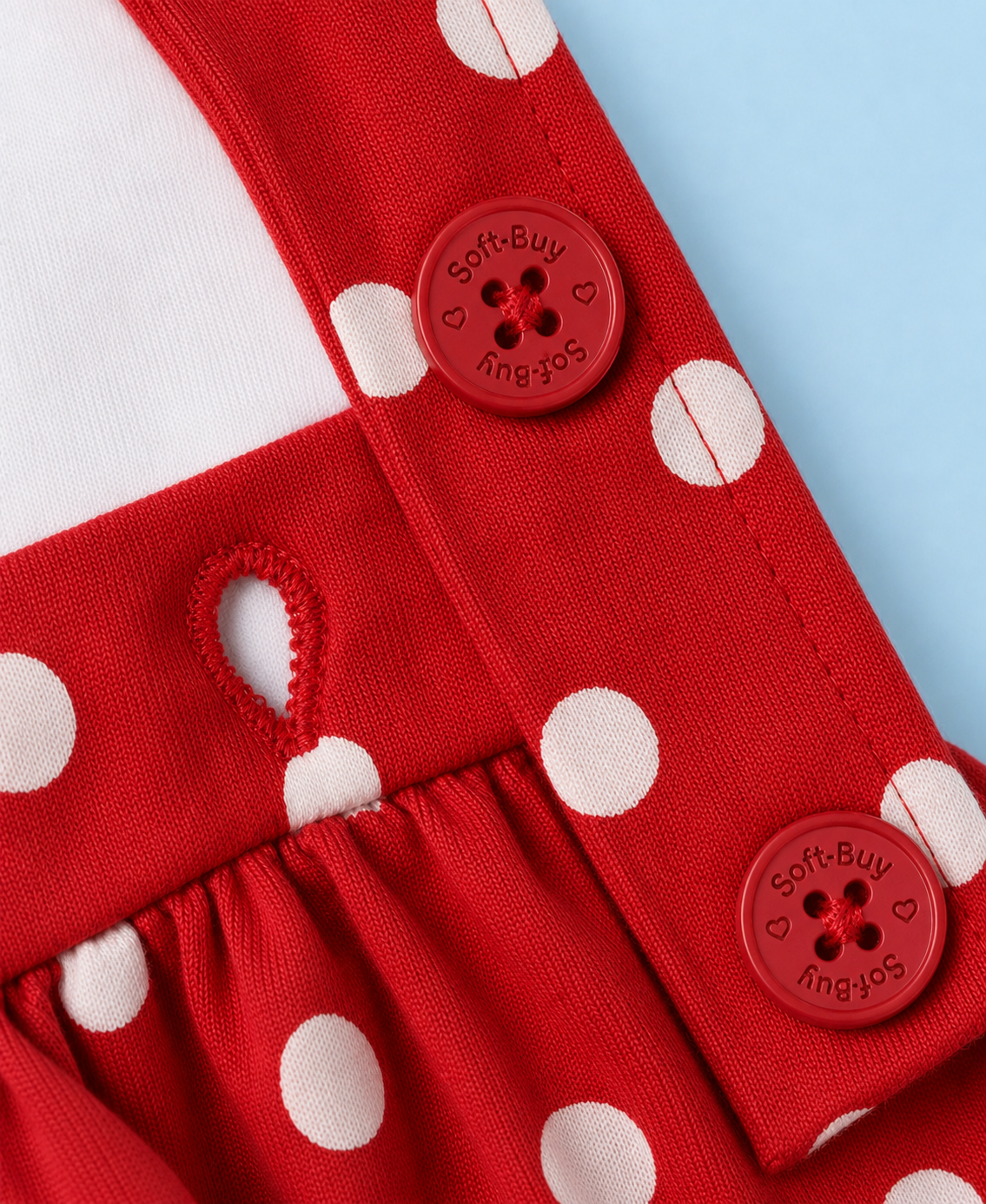 Soft-Buy Top & Skirt Set – Polka Dot Print (White/Red)