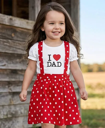 Soft-Buy Top & Skirt Set – Polka Dot Print (White/Red)
