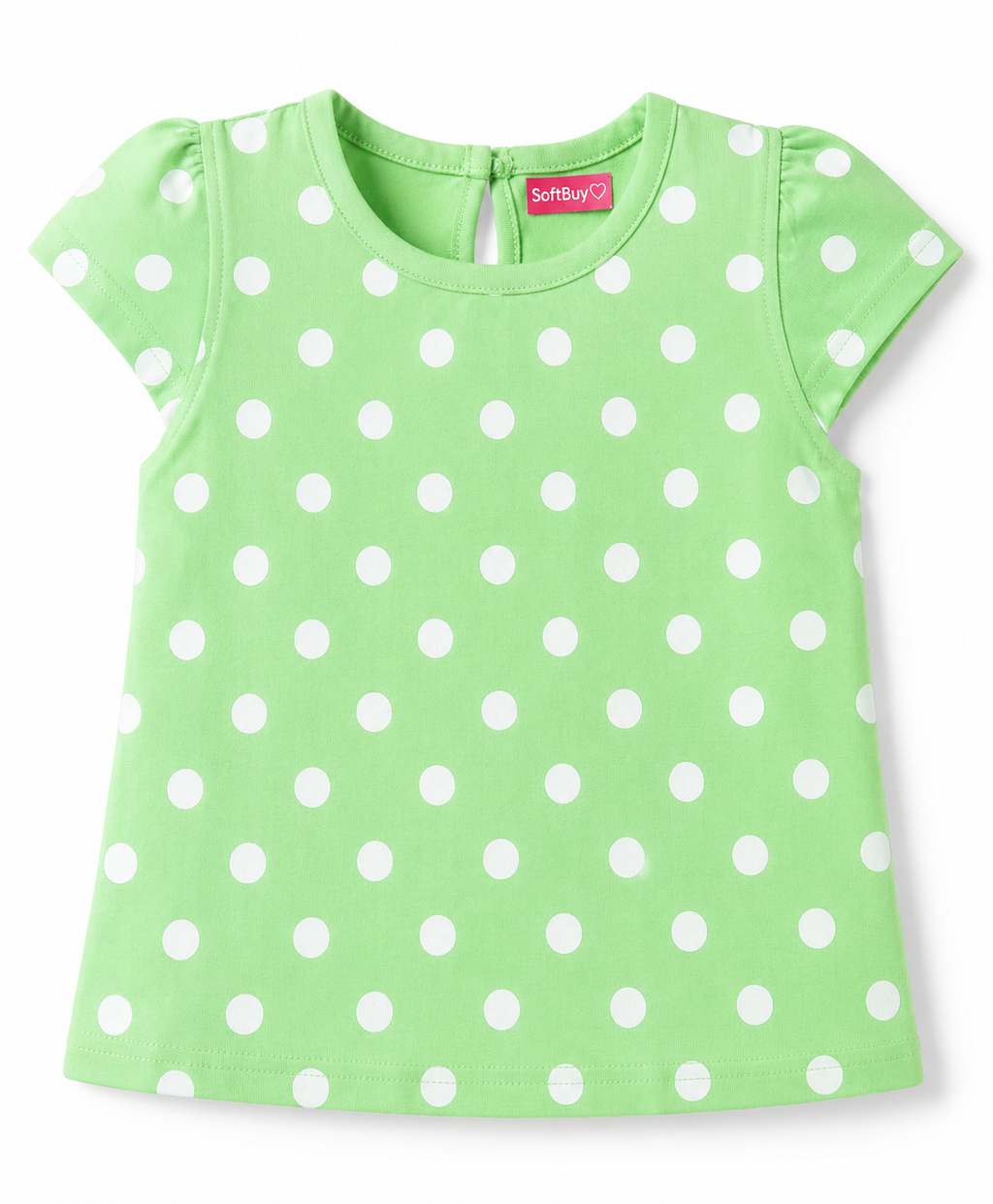 Softbuy Cotton Knit Short Sleeves T-Shirts with Polka Dot and Floral Print (Pack of 3) - Pink/Light Green