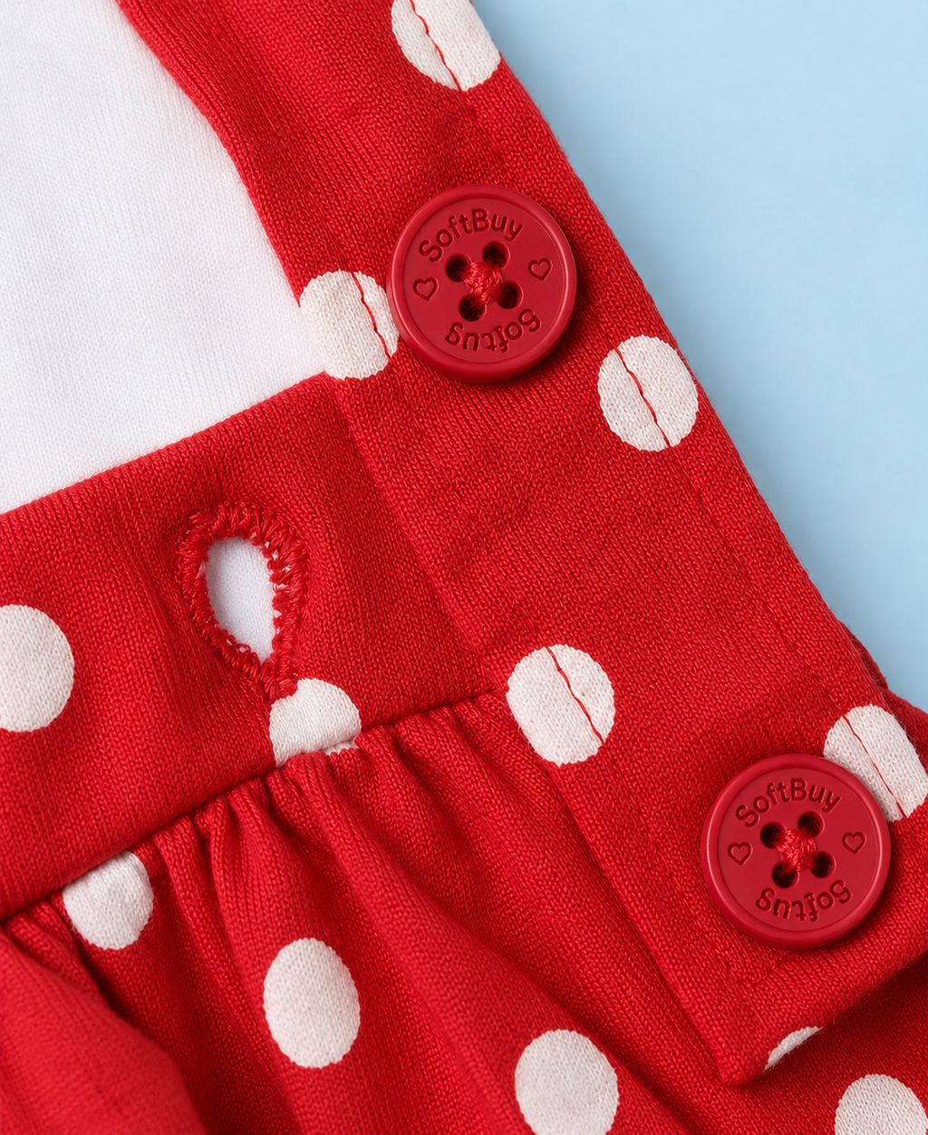 Softbuy Single Jersey Knit Half Sleeves Top & Skirt Set with Text & Polka Dot Print - White & Red