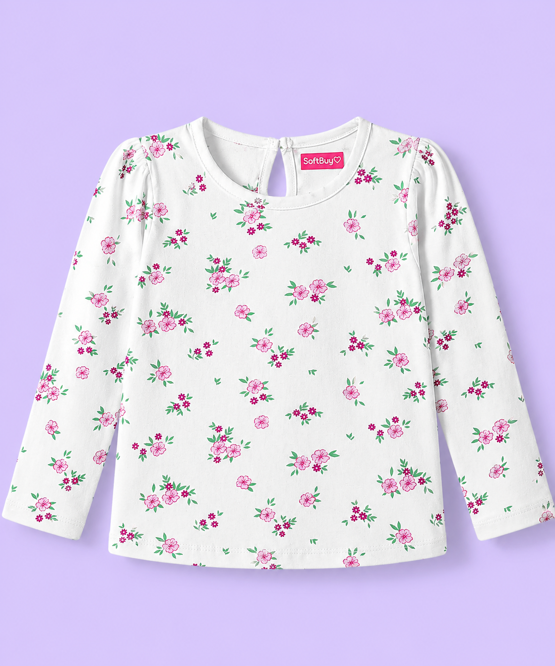 Softbuy 100% Cotton Single Jersey Knit Full Sleeves T-Shirt With Floral & Animal Print, Pack Of 3 - Navy Blue/ Pink/ White